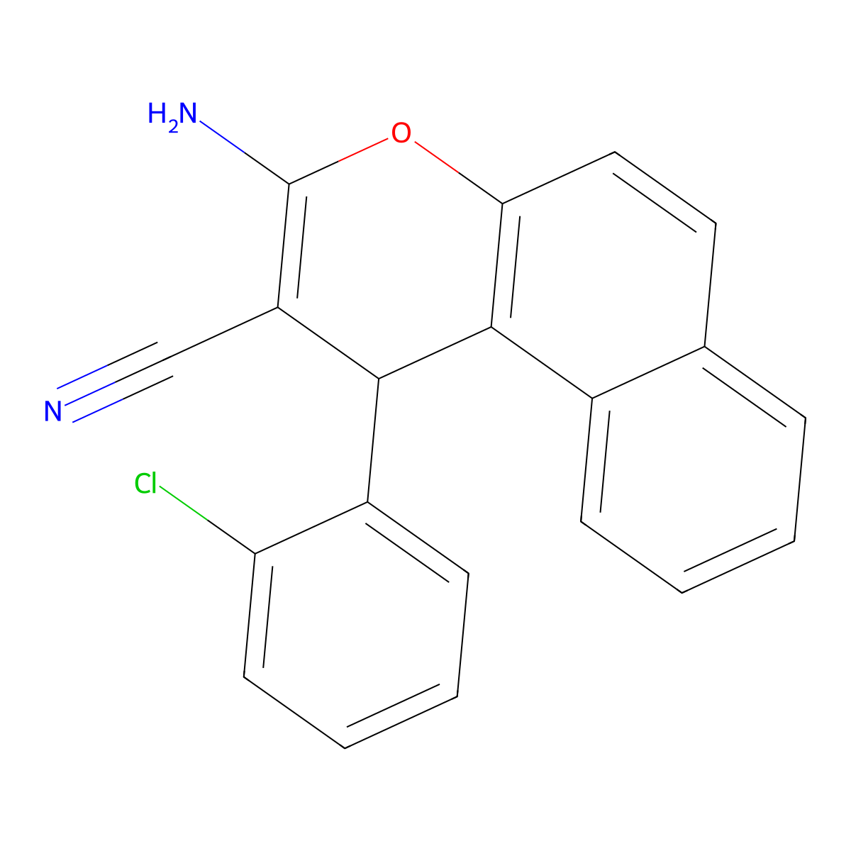3-amino-1-(2-chlorophenyl)-1H-benzo[f]chromene-2-carbonitrile molecular structure, CAS 111861-47-3