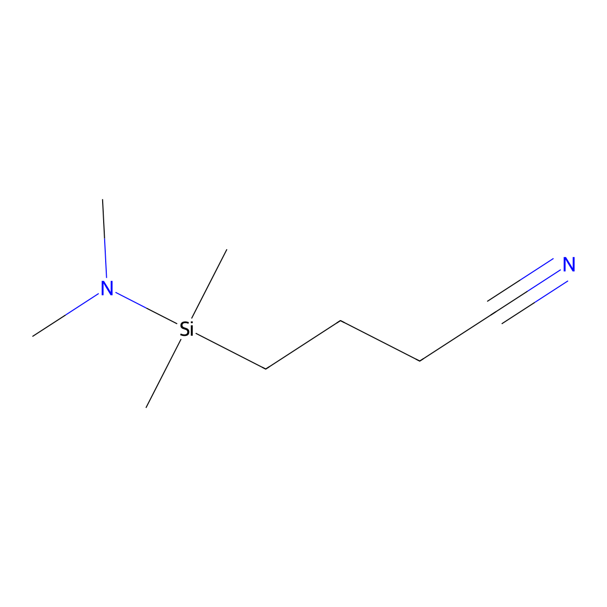 Cyanopropyl dimethyl dimethylamino silane molecular structure, CAS 111873-32-6