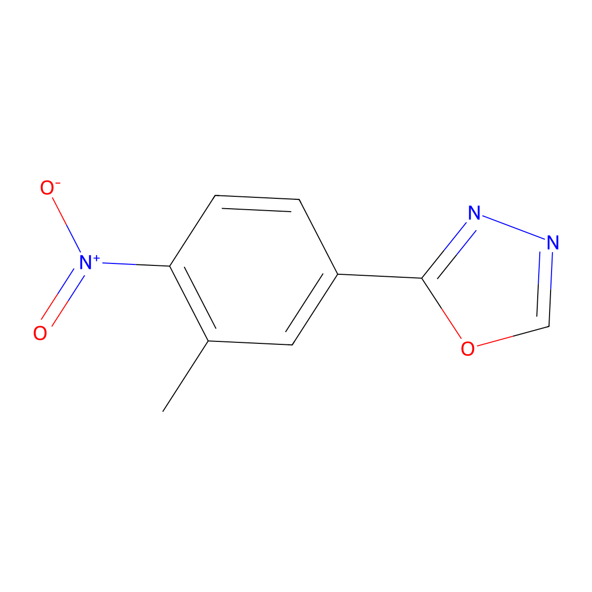 2-(3-Methyl-4-nitrophenyl)-1,3,4-oxadiazole molecular structure, CAS 1118786-96-1