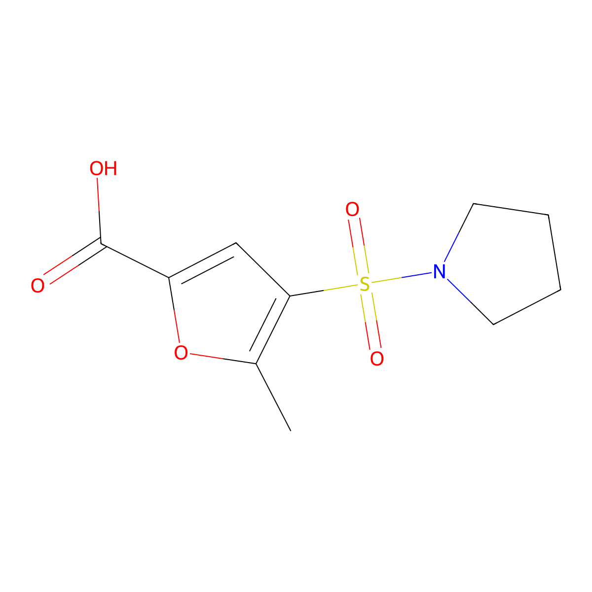 5-Methyl-4-(pyrrolidine-1-sulfonyl)furan-2-carboxylic acid molecular structure, CAS 1118787-13-5