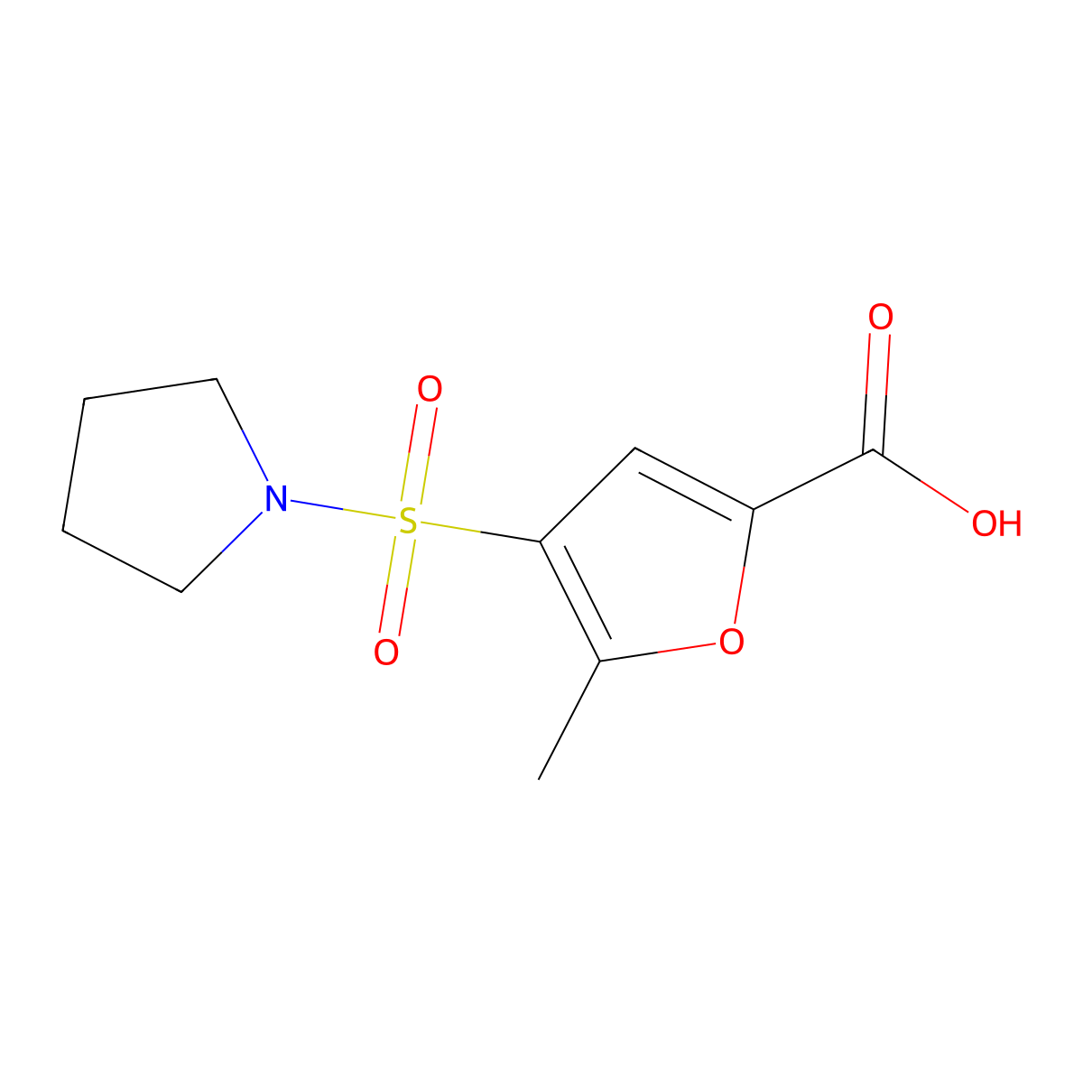 5-Methyl-4-(pyrrolidine-1-sulfonyl)furan-2-carboxylic acid molecular structure, CAS 1118787-13-5