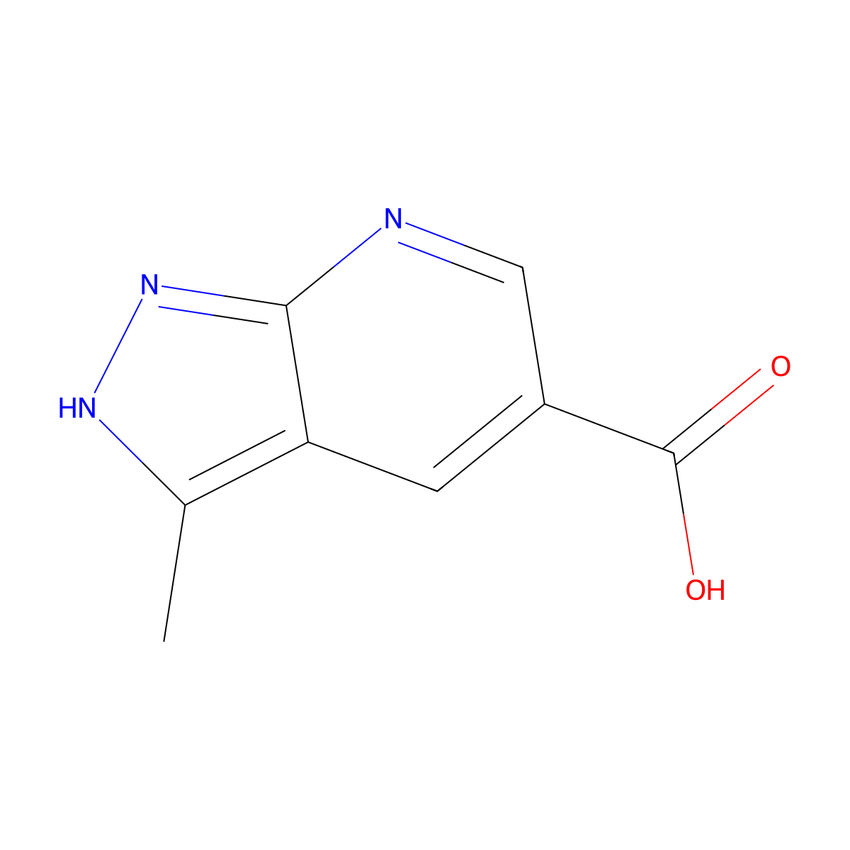 3-Methyl-2H-pyrazolo(3,4-b)pyridine-5-carboxylic acid molecular structure, CAS 1118787-14-6