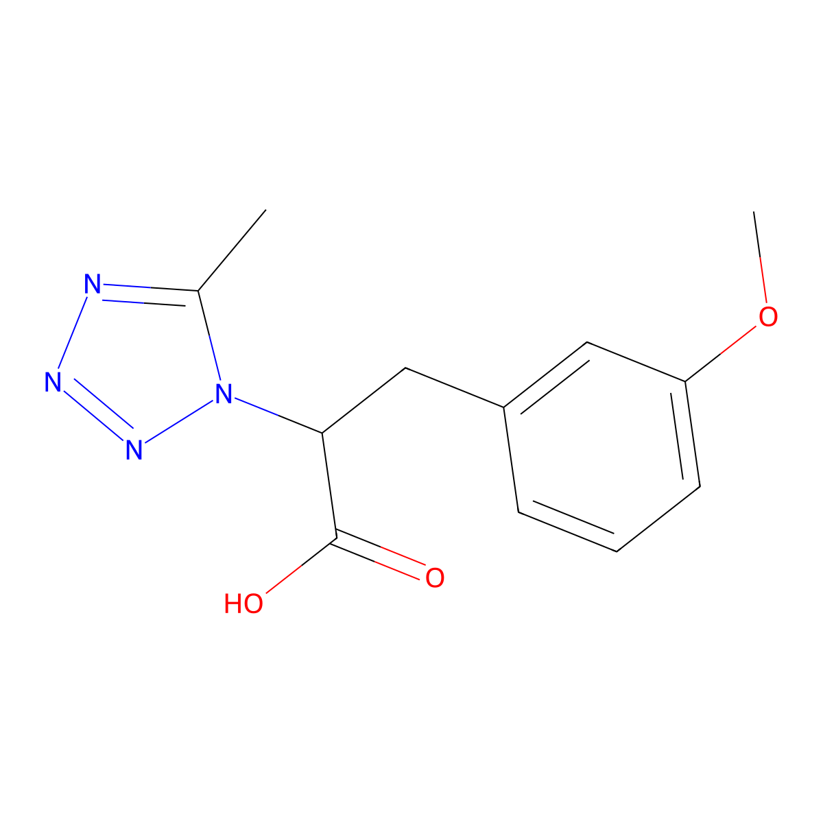 3-(3-methoxyphenyl)-2-(5-methyl-1H-1,2,3,4-tetrazol-1-yl)propanoic acid molecular structure, CAS 1118787-15-7