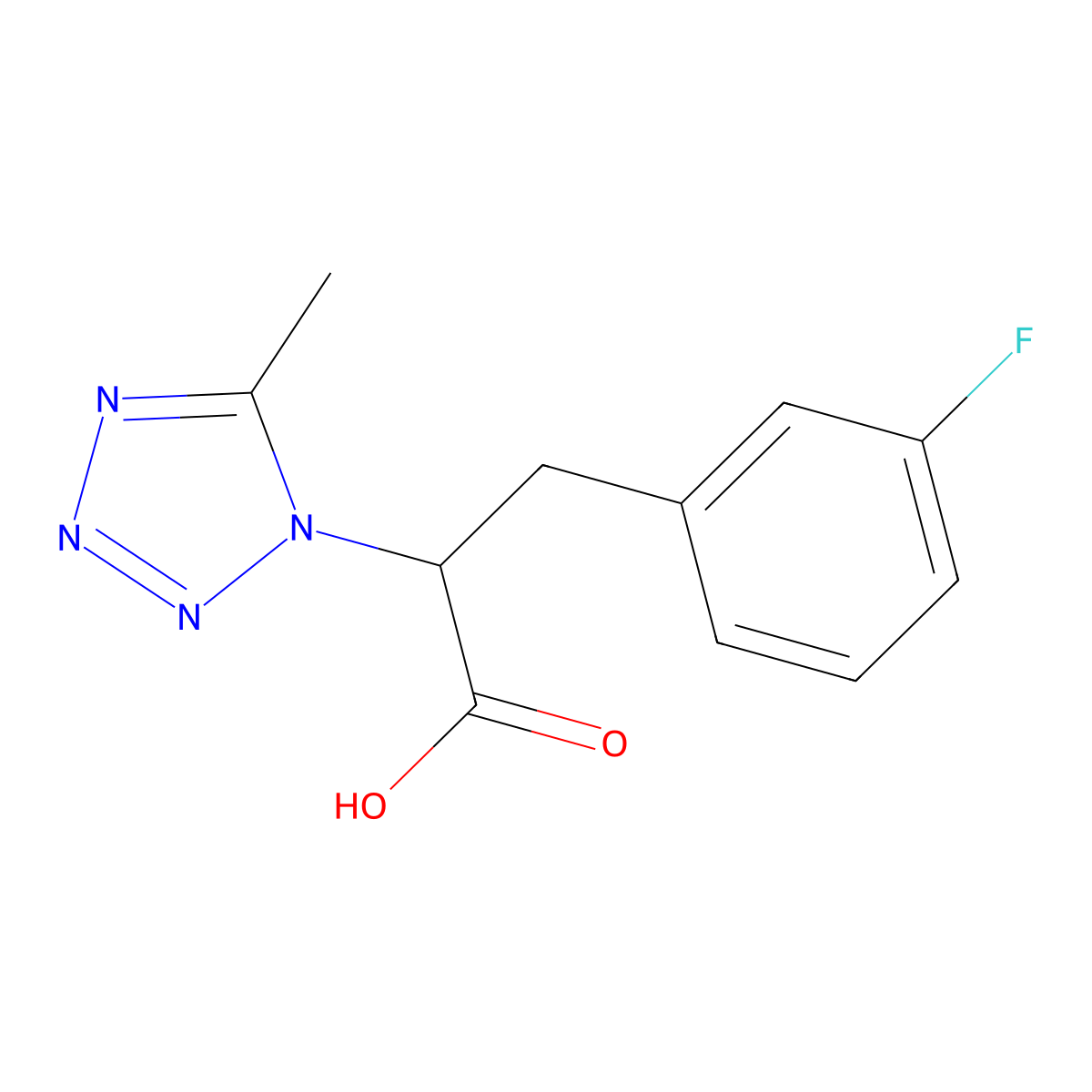 3-(3-fluorophenyl)-2-(5-methyl-1H-1,2,3,4-tetrazol-1-yl)propanoic acid molecular structure, CAS 1118787-20-4