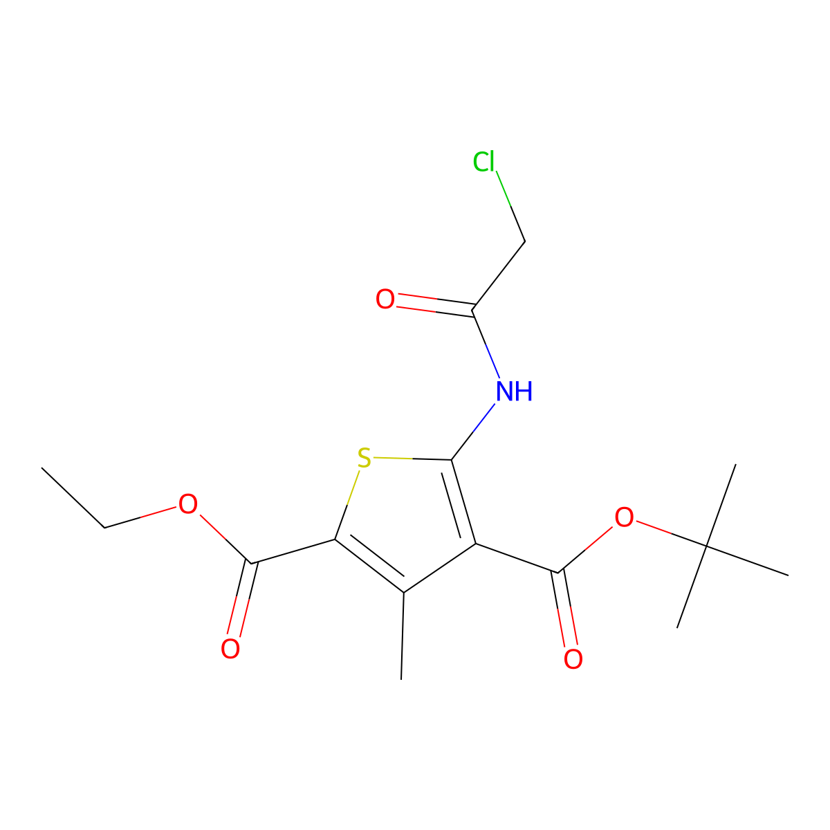 4-Tert-butyl 2-ethyl 5-(2-chloroacetamido)-3-methylthiophene-2,4-dicarboxylate molecular structure, CAS 1118787-39-5