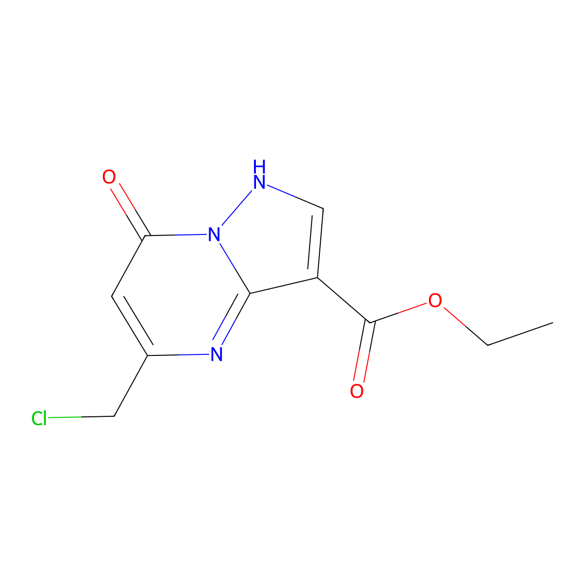 Ethyl 5-(chloromethyl)-7-hydroxypyrazolo[1,5-a]pyrimidine-3-carboxylate molecular structure, CAS 1118787-44-2