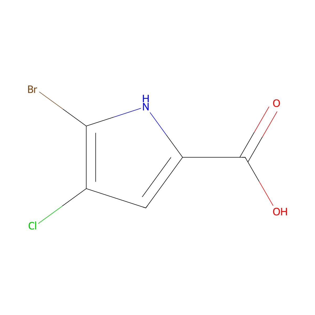 5-bromo-4-chloro-1H-pyrrole-2-carboxylic acid molecular structure, CAS 1118787-50-0