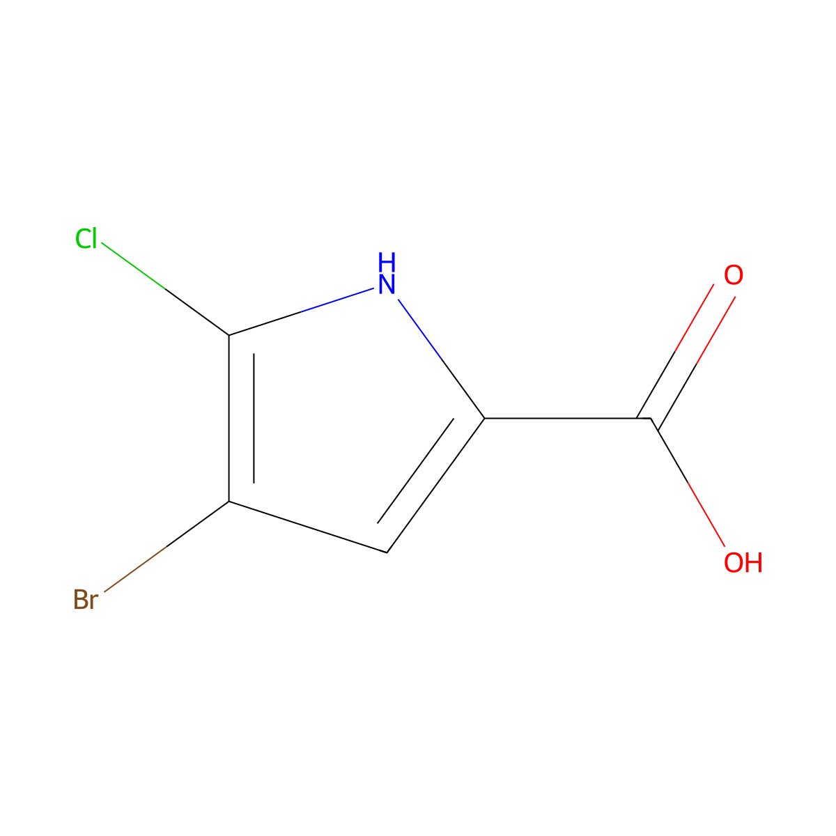 4-bromo-5-chloro-1H-pyrrole-2-carboxylic acid molecular structure, CAS 1118787-53-3