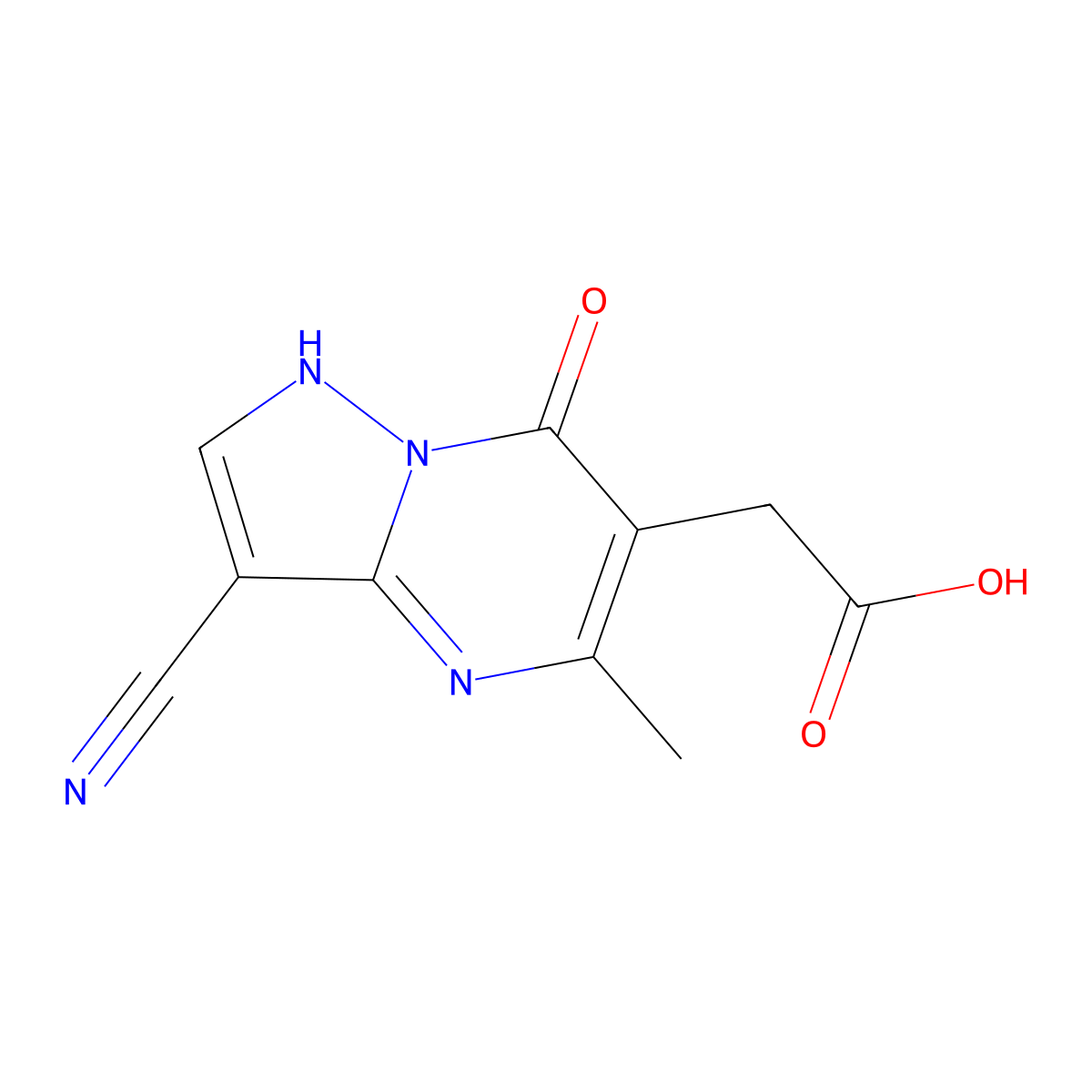 2-{3-Cyano-7-hydroxy-5-methylpyrazolo[1,5-a]pyrimidin-6-yl}acetic acid molecular structure, CAS 1118787-65-7