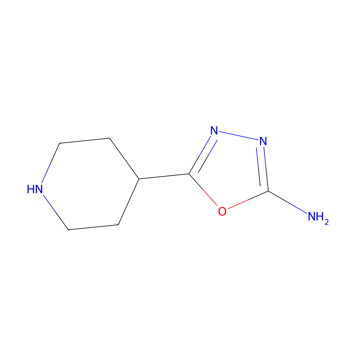 5-(Piperidin-4-yl)-1,3,4-oxadiazol-2-amine molecular structure, CAS 1118787-76-0