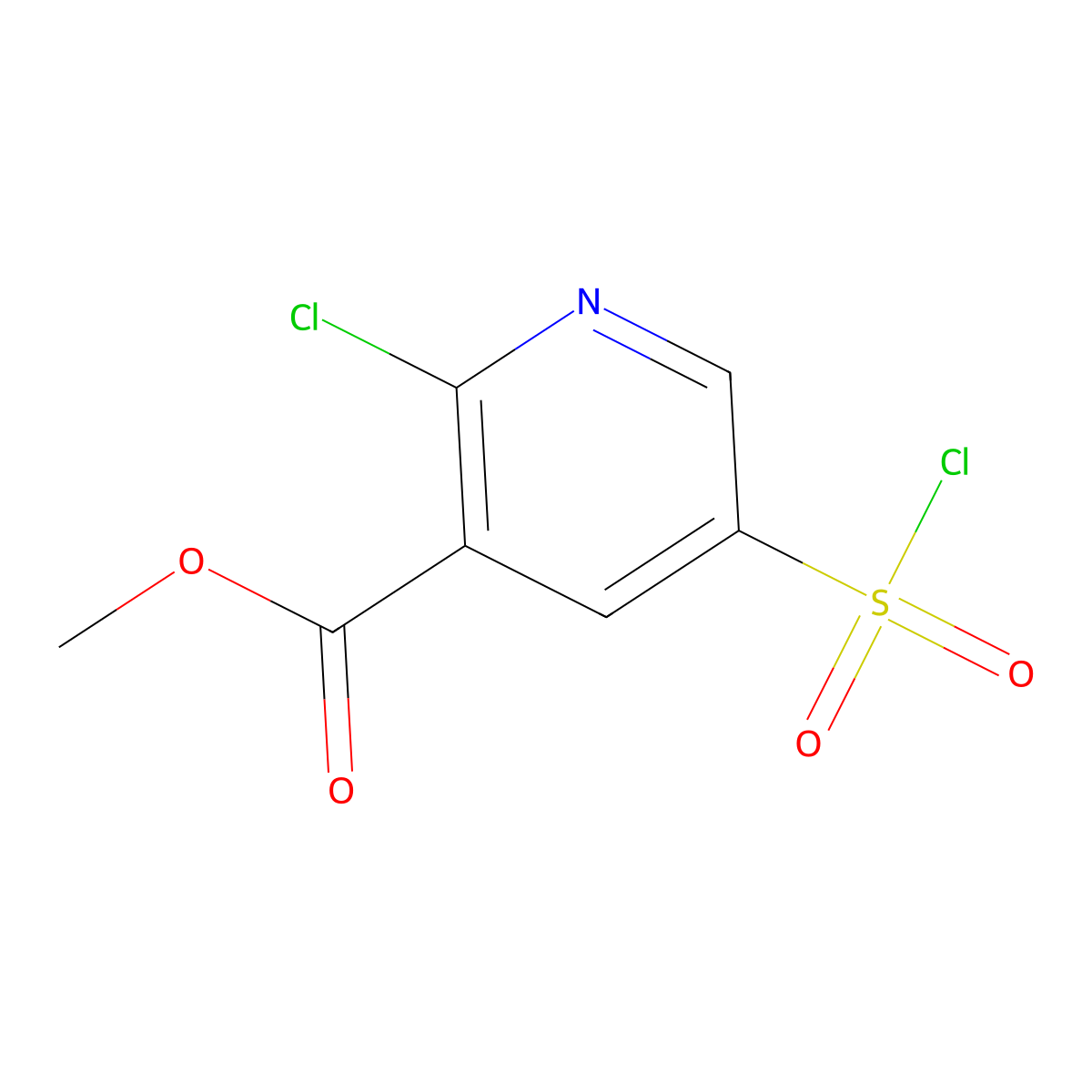 Methyl 2-chloro-5-(chlorosulfonyl)pyridine-3-carboxylate molecular structure, CAS 1118787-91-9
