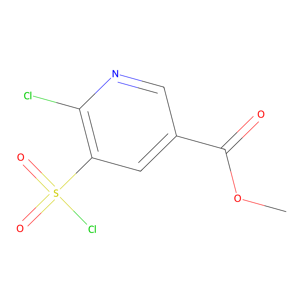 Methyl 6-chloro-5-(chlorosulfonyl)pyridine-3-carboxylate molecular structure, CAS 1118787-95-3