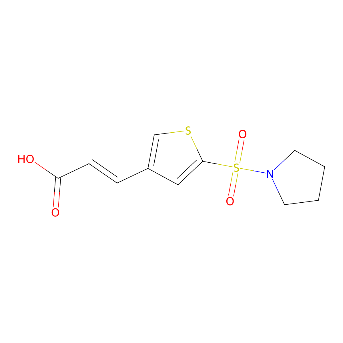 3-[5-(Pyrrolidine-1-sulfonyl)thiophen-3-yl]prop-2-enoic acid molecular structure, CAS 1118788-19-4