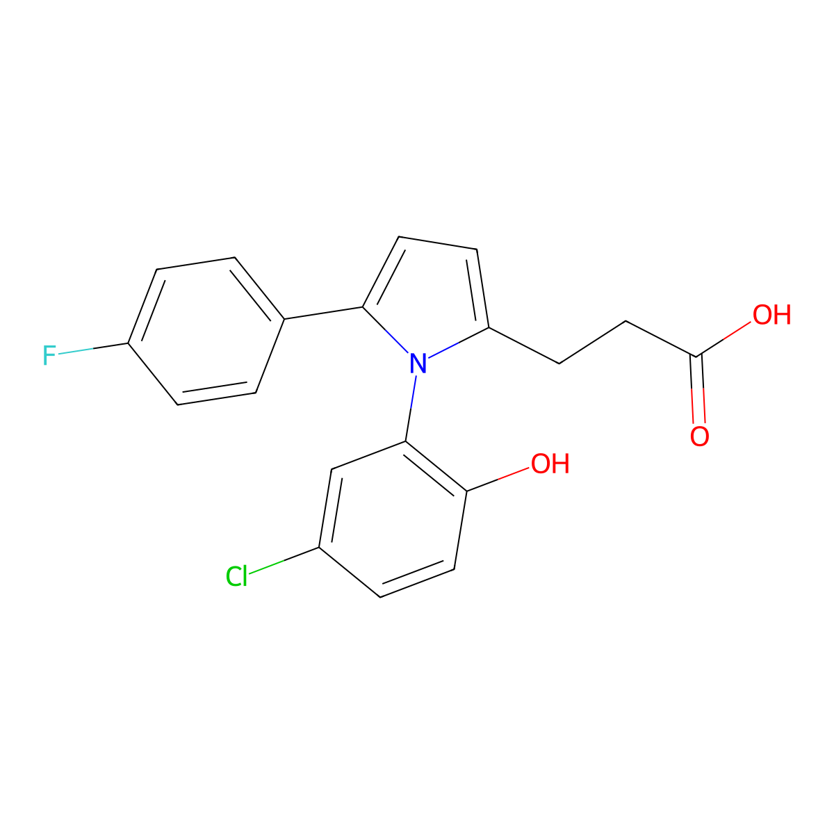 3-[1-(5-chloro-2-hydroxyphenyl)-5-(4-fluorophenyl)-1H-pyrrol-2-yl]propanoic acid molecular structure, CAS 111881-70-0