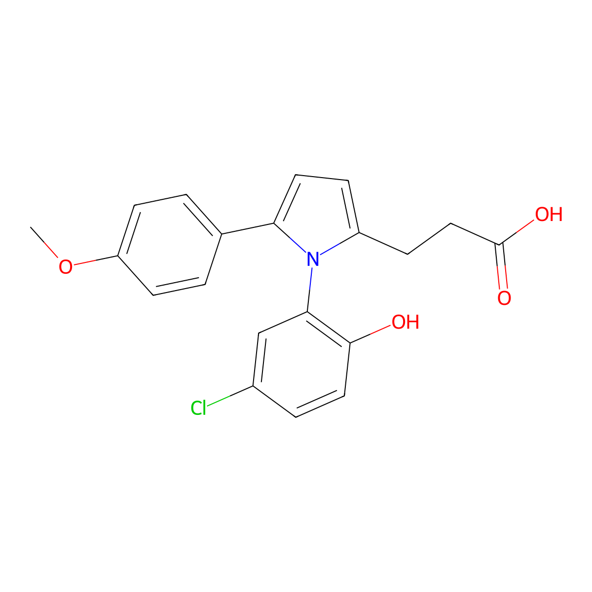 3-[1-(5-chloro-2-hydroxyphenyl)-5-(4-methoxyphenyl)-1H-pyrrol-2-yl]propanoic acid molecular structure, CAS 111881-76-6