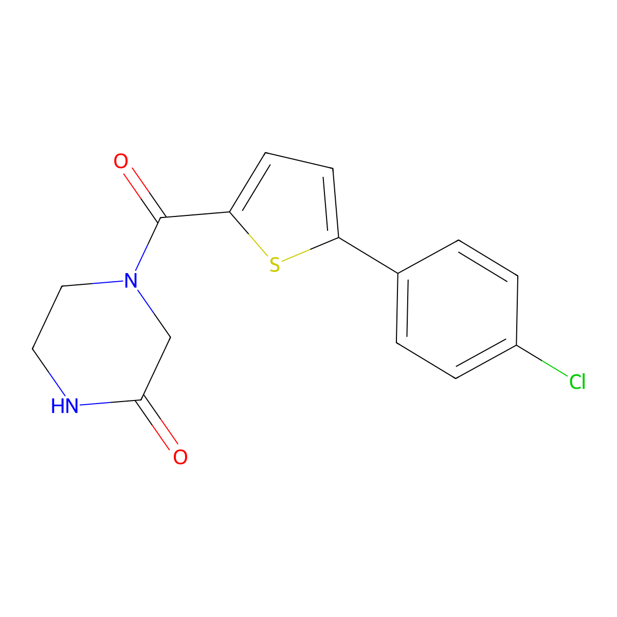 4-{[5-(4-Chlorophenyl)thiophen-2-yl]carbonyl}piperazin-2-one molecular structure, CAS 1118822-88-0