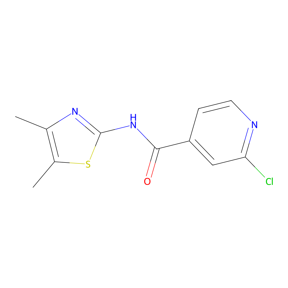 2-chloro-N-(dimethyl-1,3-thiazol-2-yl)pyridine-4-carboxamide molecular structure, CAS 1118822-89-1