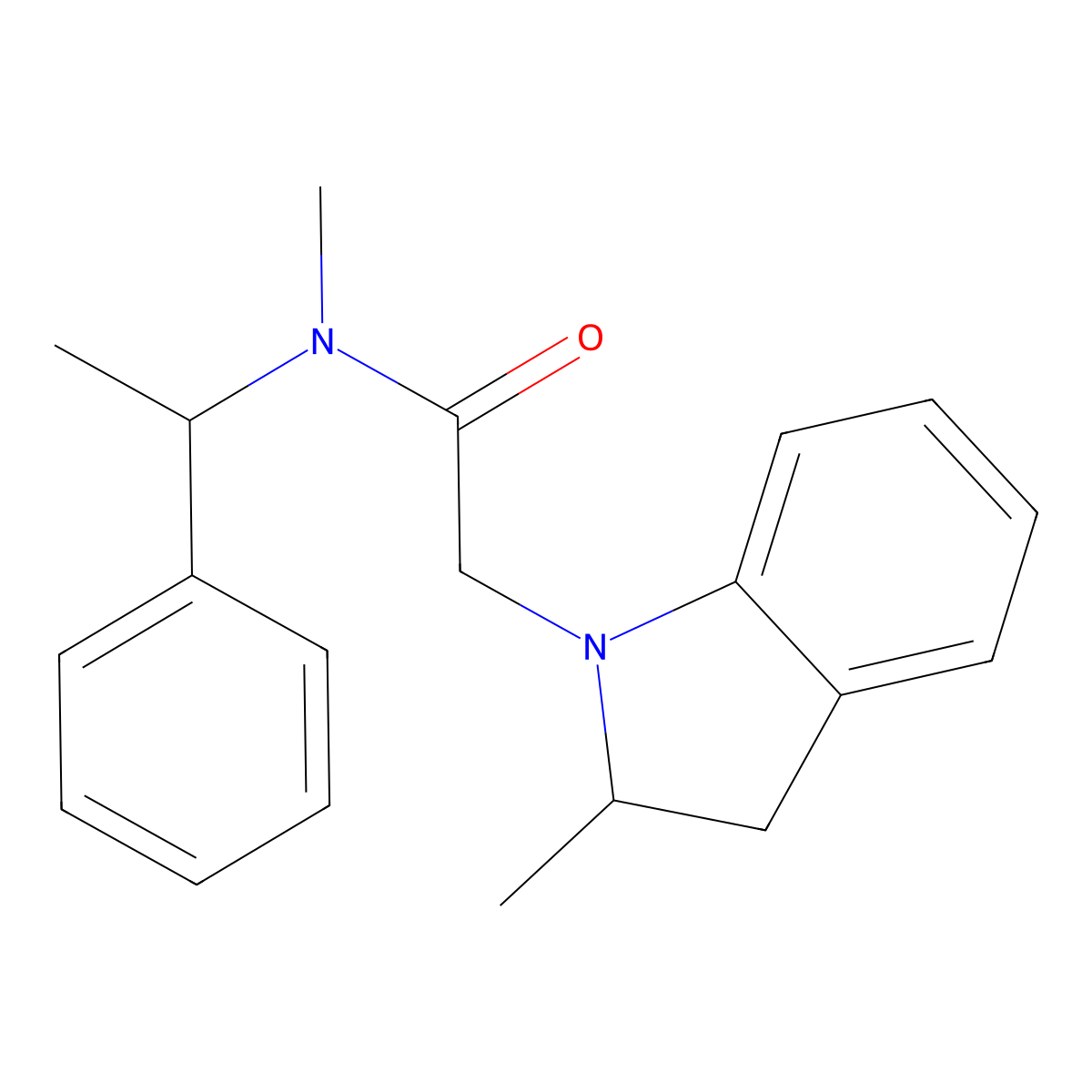N-methyl-2-(2-methyl-2,3-dihydro-1H-indol-1-yl)-N-(1-phenylethyl)acetamide molecular structure, CAS 1118830-43-5