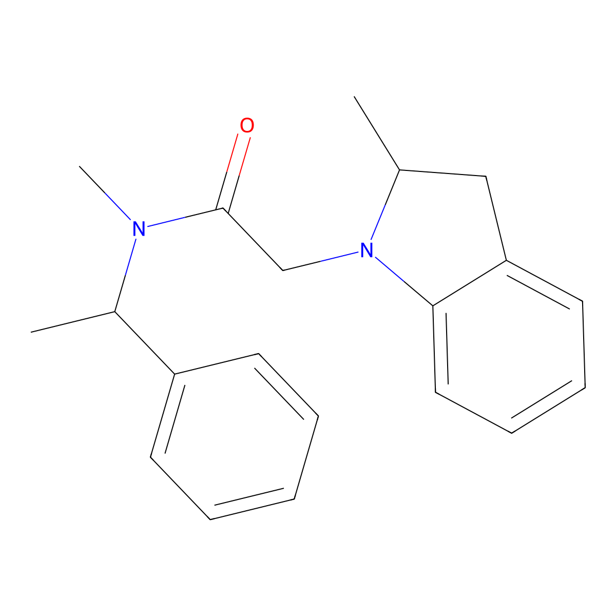 N-methyl-2-(2-methyl-2,3-dihydro-1H-indol-1-yl)-N-(1-phenylethyl)acetamide molecular structure, CAS 1118830-43-5