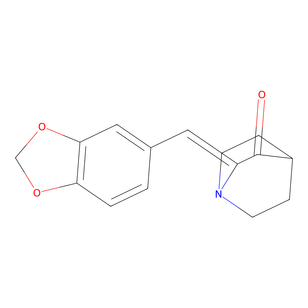 2-((2H-1,3-Benzodioxol-5-yl)methylidene)-1-azabicyclo(2.2.2)octan-3-one molecular structure, CAS 111896-94-7