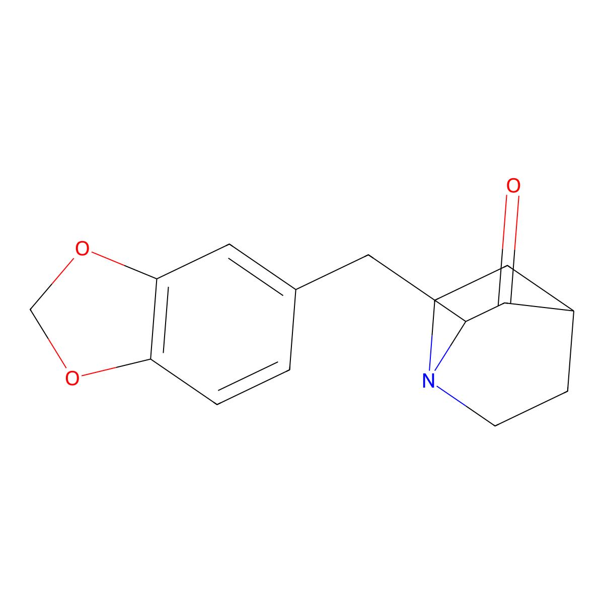 1-Azabicyclo(2.2.2)octan-3-one, 2-(1,3-benzodioxol-5-ylmethyl)- molecular structure, CAS 111896-96-9