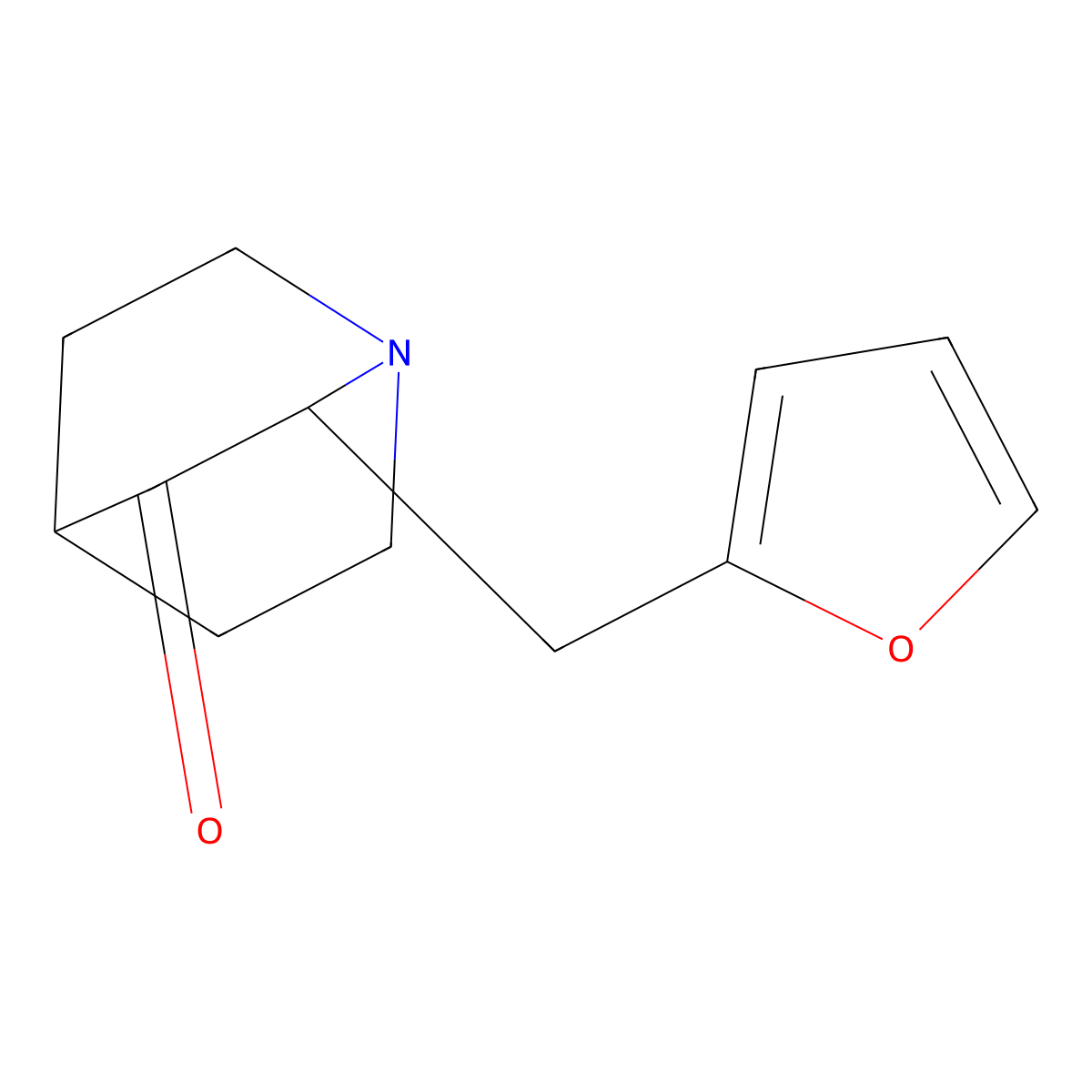1-Azabicyclo[2.2.2]octan-3-one, 2-(2-furanylmethyl)- molecular structure, CAS 111896-97-0
