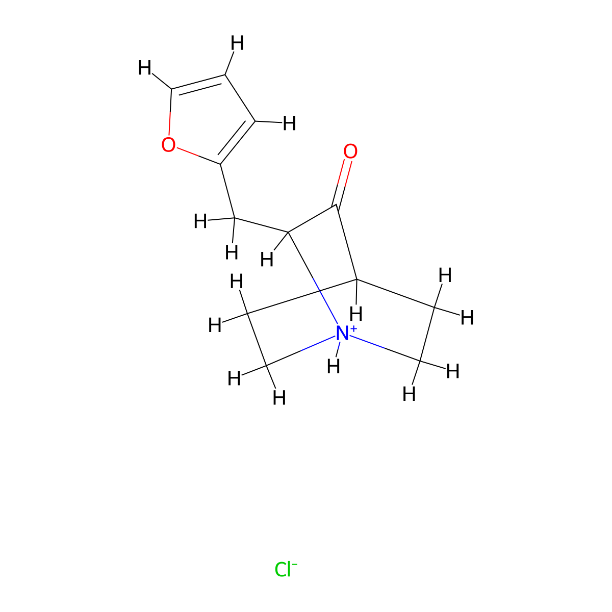 1-Azabicyclo(2.2.2)octan-3-one, 2-(2-furanylmethyl)-, hydrochloride molecular structure, CAS 111897-01-9