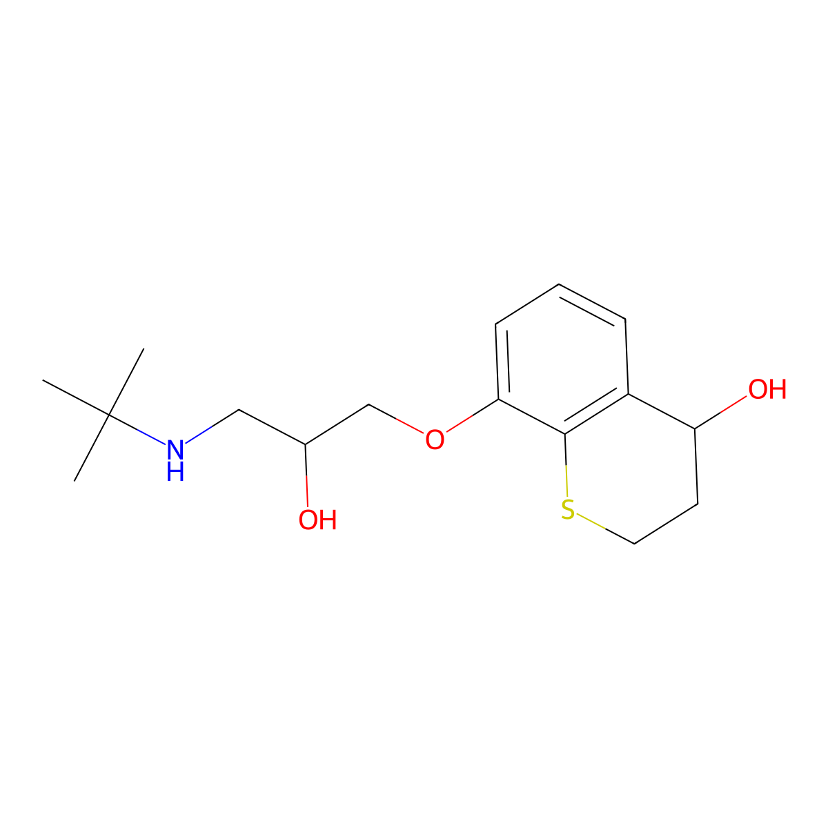 8-(3-((1,1-Dimethylethyl)amino)-2-hydroxypropoxy)-3,4-dihydro-2H-1-benzothiopyran-4-ol molecular structure, CAS 111897-93-9