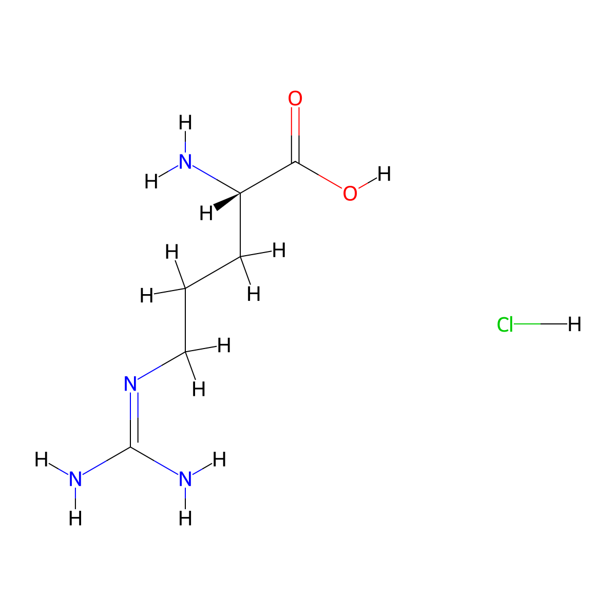 L-Arginine, monohydrochloride molecular structure, CAS 1119-34-2