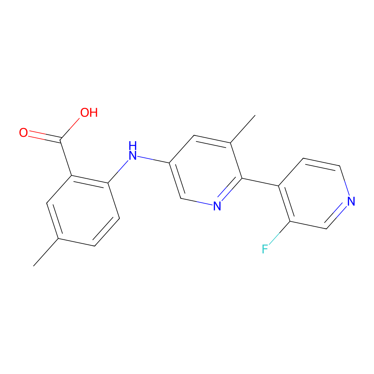 2-((3'-Fluoro-3-methyl-[2,4'-bipyridin]-5-yl)amino)-5-methylbenzoic acid molecular structure, CAS 1119086-81-5