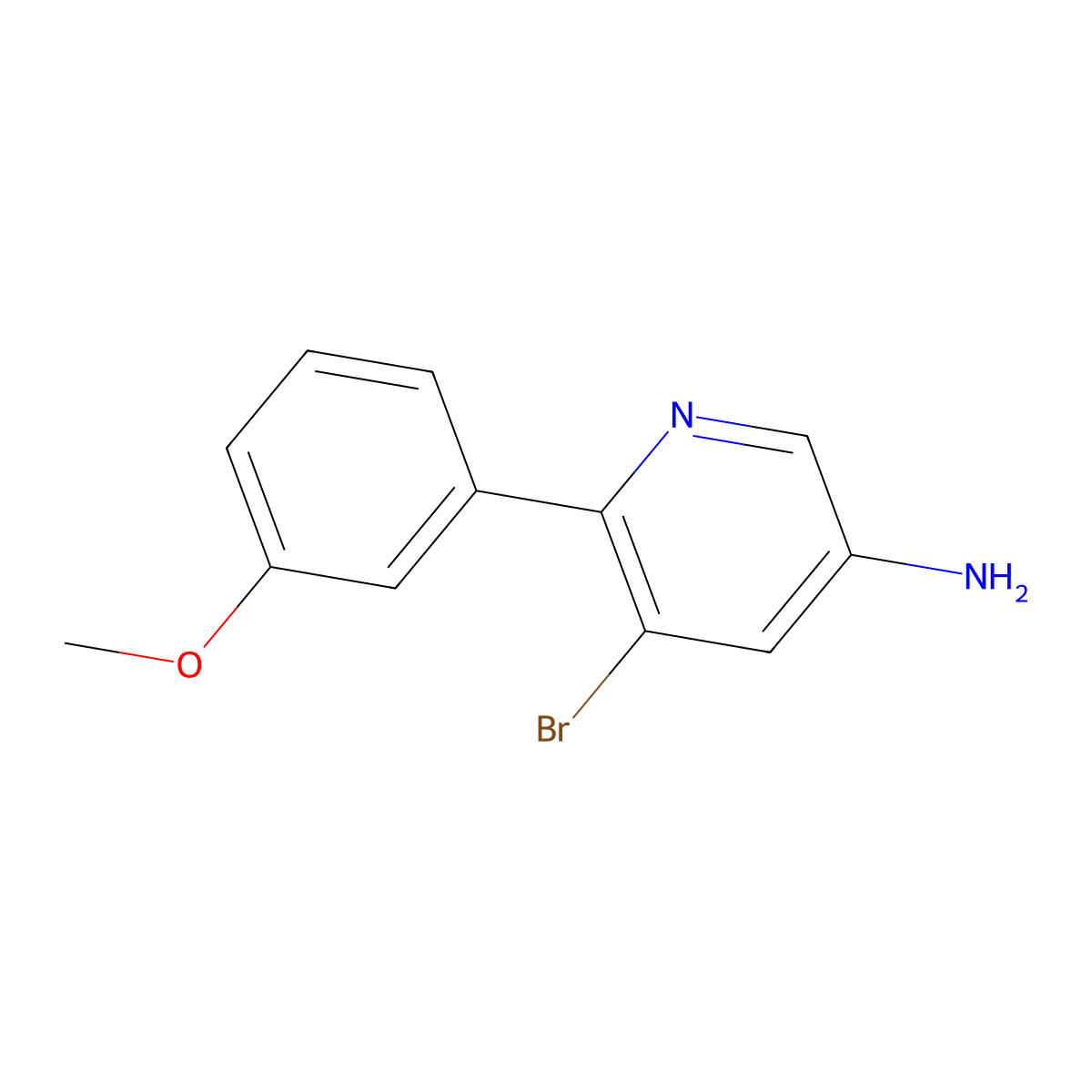 5-Bromo-6-(3-methoxyphenyl)pyridin-3-amine molecular structure, CAS 1119089-48-3