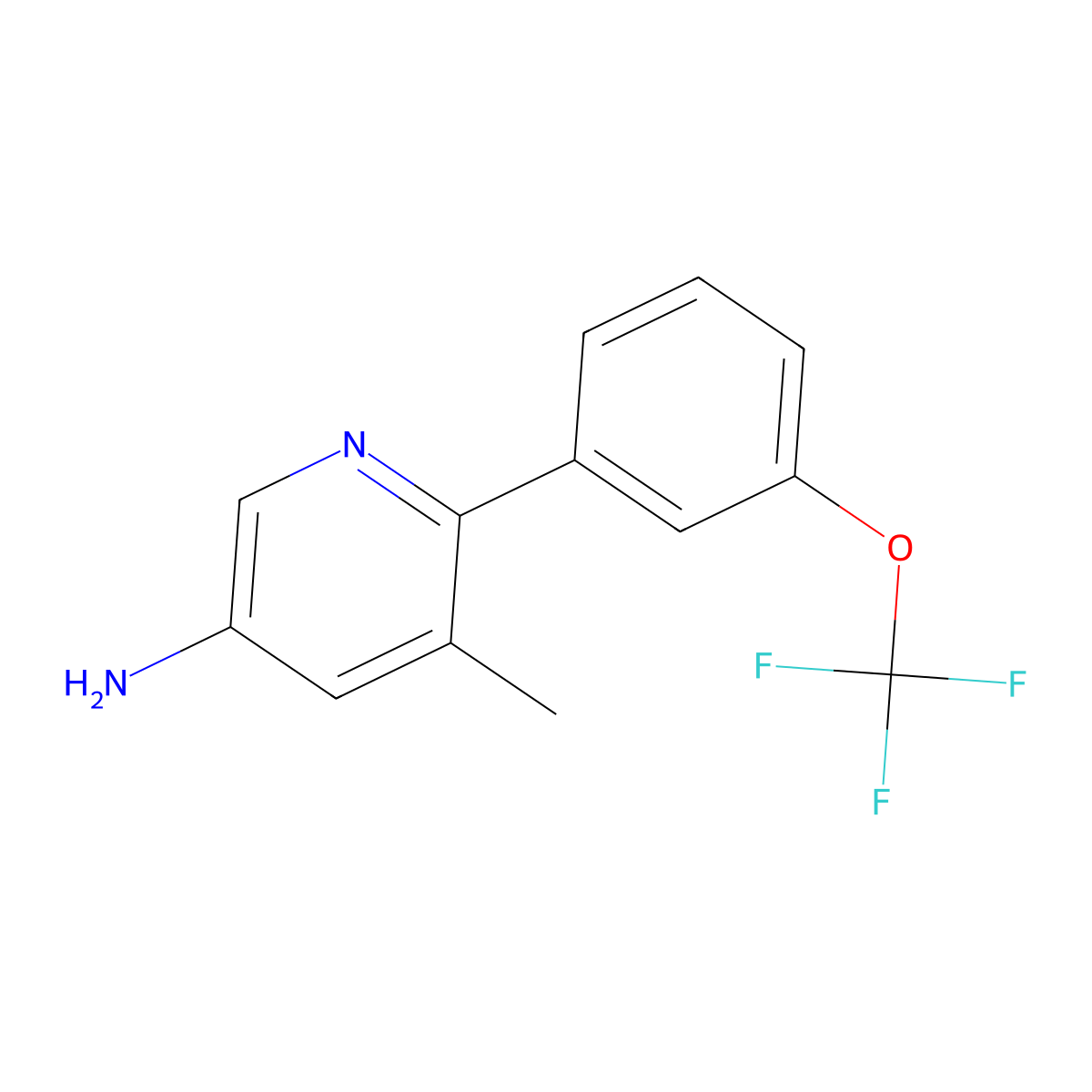 5-Methyl-6-(3-(trifluoromethoxy)phenyl)pyridin-3-amine molecular structure, CAS 1119089-50-7