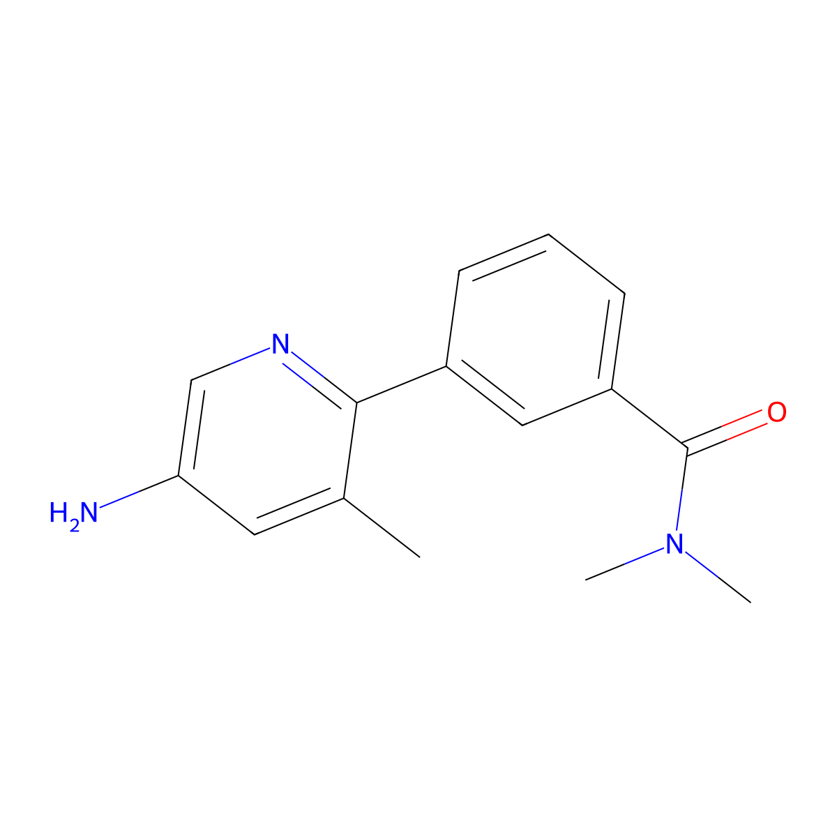 3-(5-amino-3-methylpyridin-2-yl)-N,N-dimethylbenzamide molecular structure, CAS 1119089-68-7