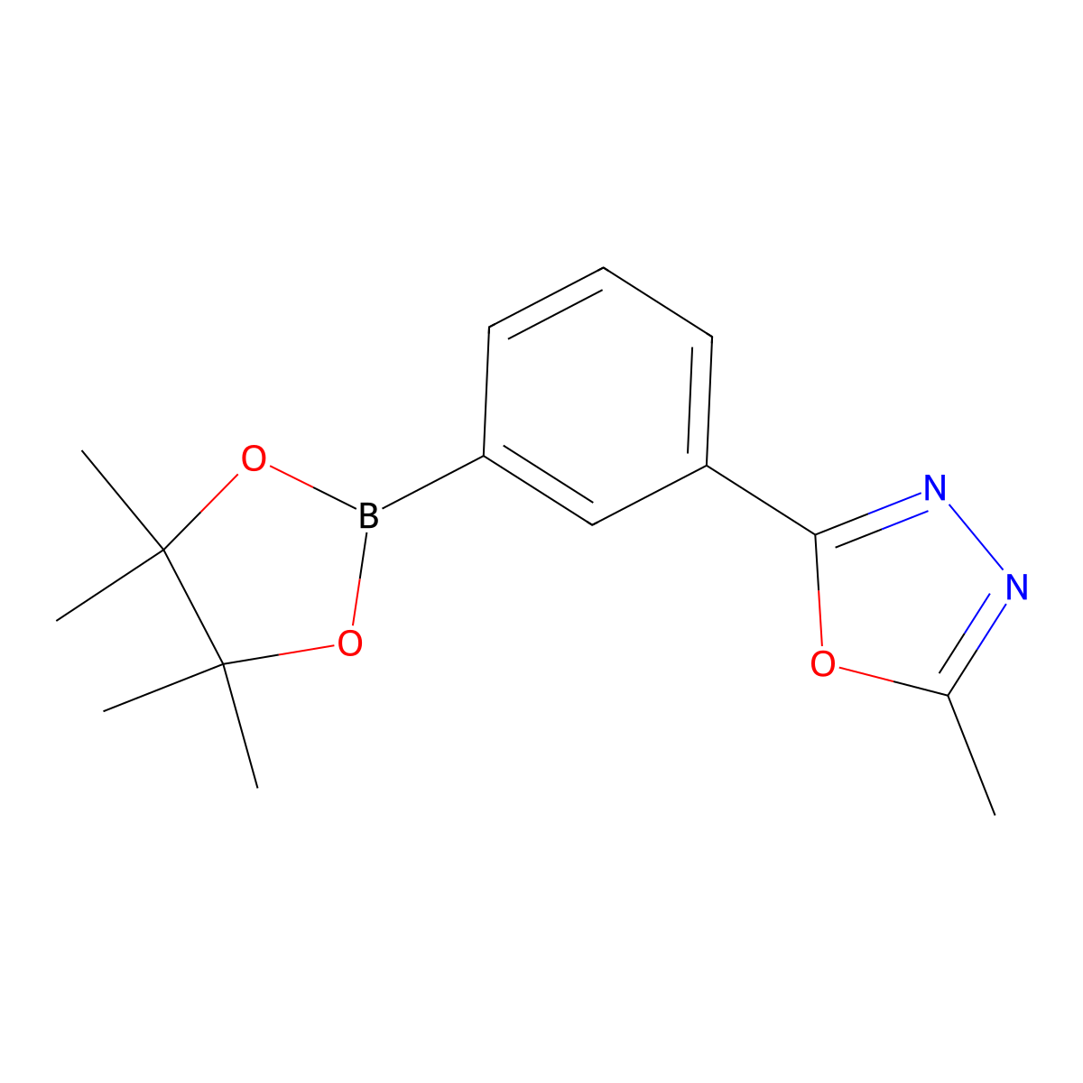 2-Methyl-5-[3-(4,4,5,5-tetramethyl-1,3,2-dioxaborolan-2-yl)phenyl]-1,3,4-oxadiazole molecular structure, CAS 1119090-20-8