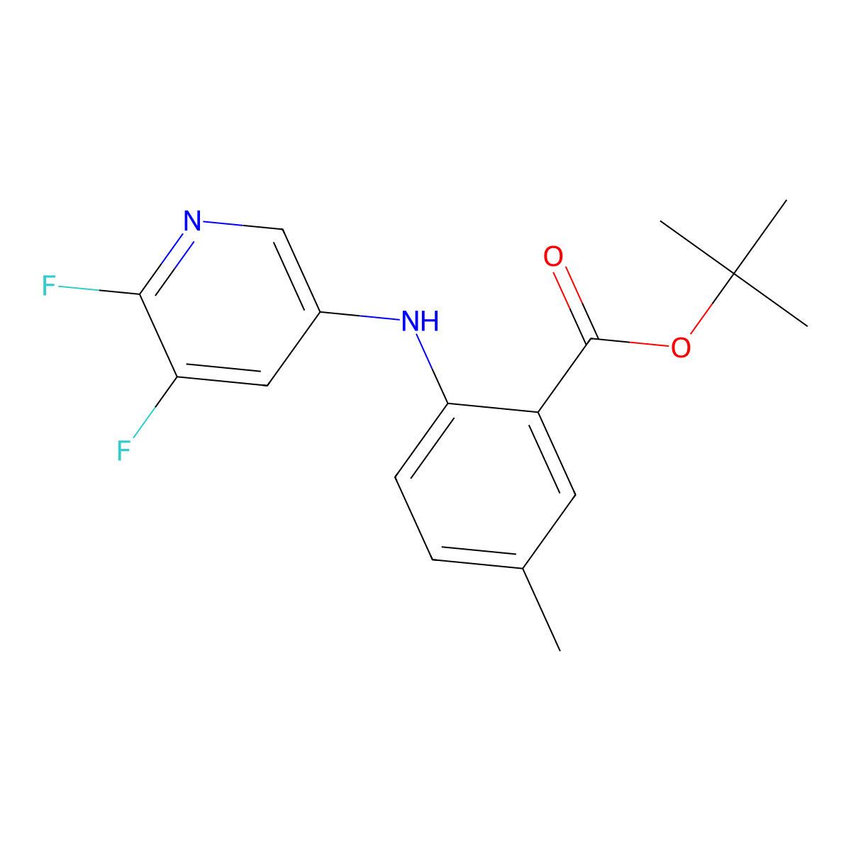 tert-Butyl 2-((5,6-difluoropyridin-3-yl)amino)-5-methylbenzoate molecular structure, CAS 1119090-76-4