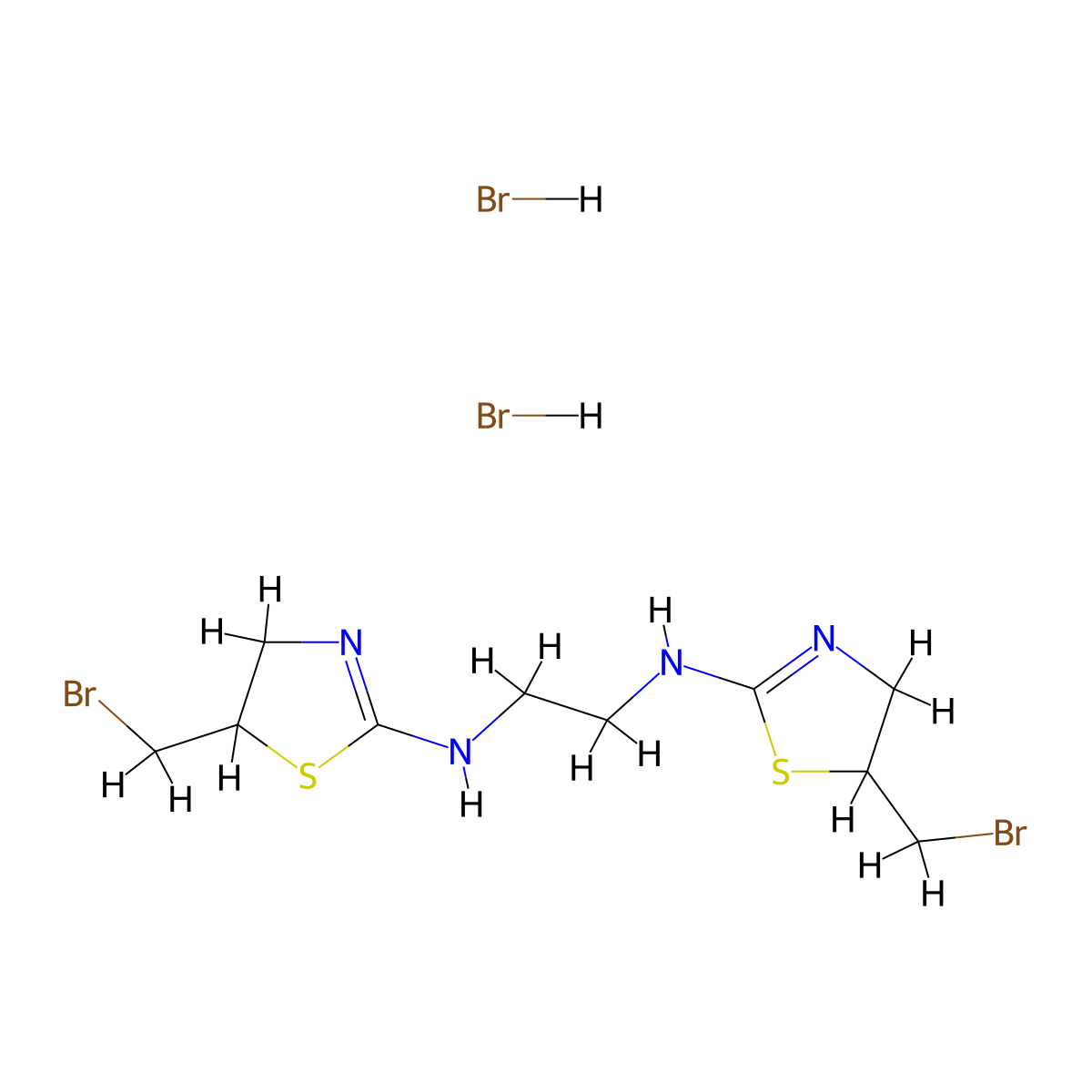 1,2-Ethanediamine, N,N'-bis(5-(bromomethyl)-4,5-dihydro-2-thiazolyl)-, dihydrobromide molecular structure, CAS 111915-73-2