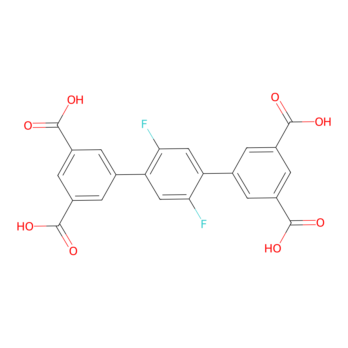 2',5'-Difluoro-[1,1':4',1''-terphenyl]-3,3'',5,5''-tetracarboxylic acid molecular structure, CAS 1119195-97-9