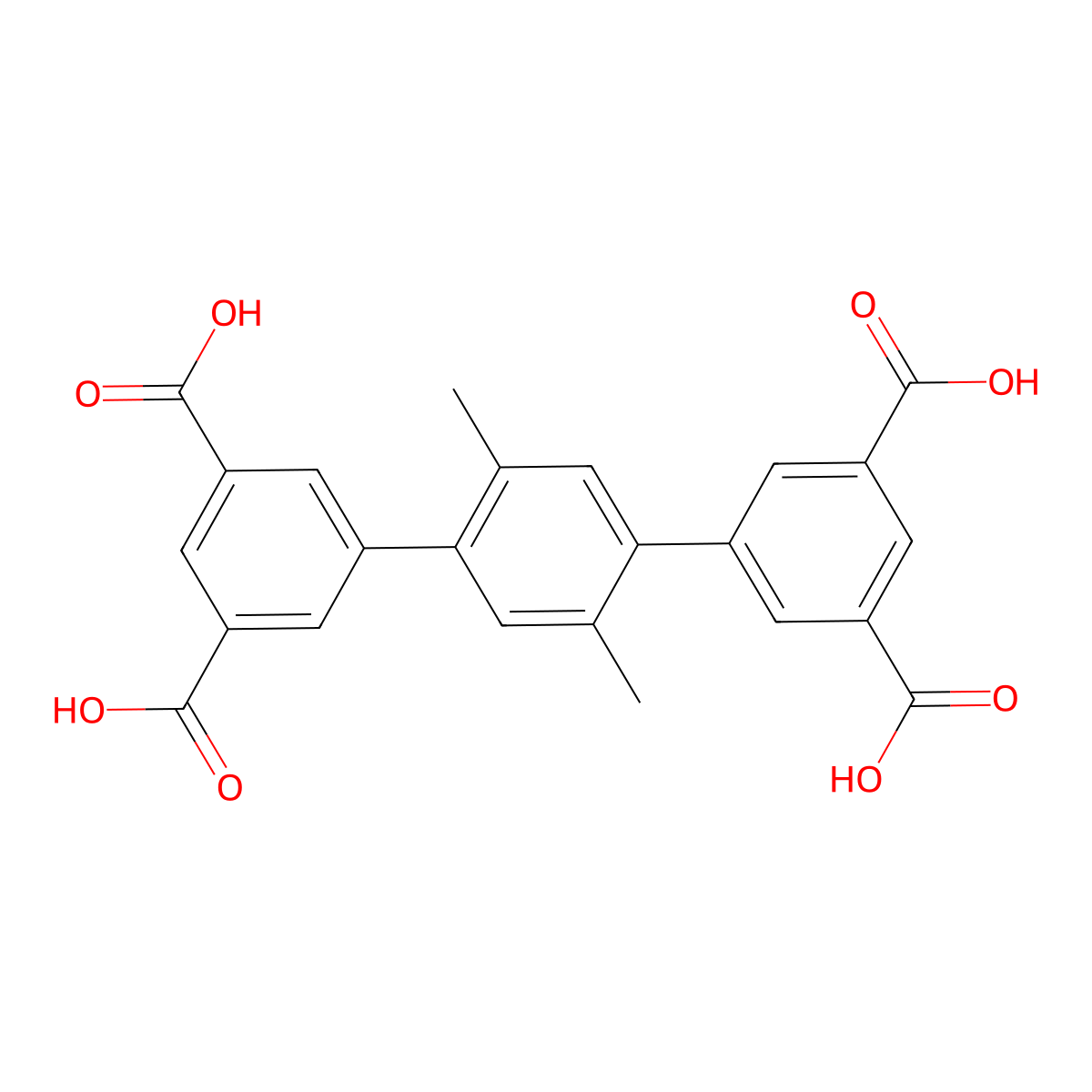 2',5'-Dimethyl-[1,1':4',1''-terphenyl]-3,3'',5,5''-tetracarboxylic acid molecular structure, CAS 1119195-98-0