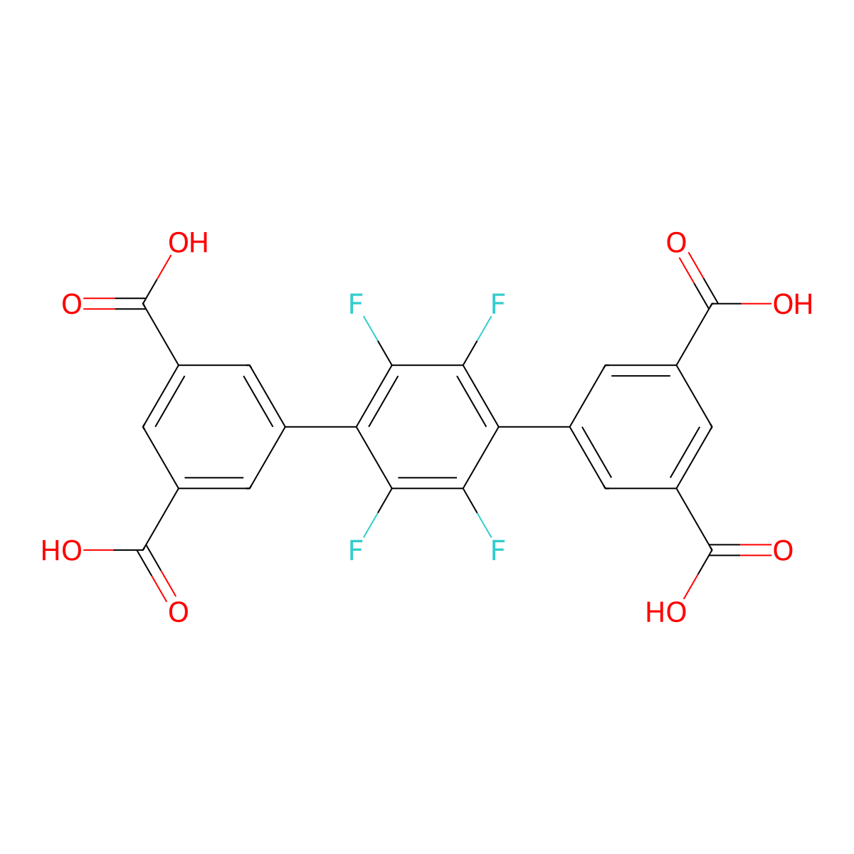 2',3',5',6'-Tetrafluoro-[1,1':4',1''-terphenyl]-3,3'',5,5''-tetracarboxylic acid molecular structure, CAS 1119196-00-7