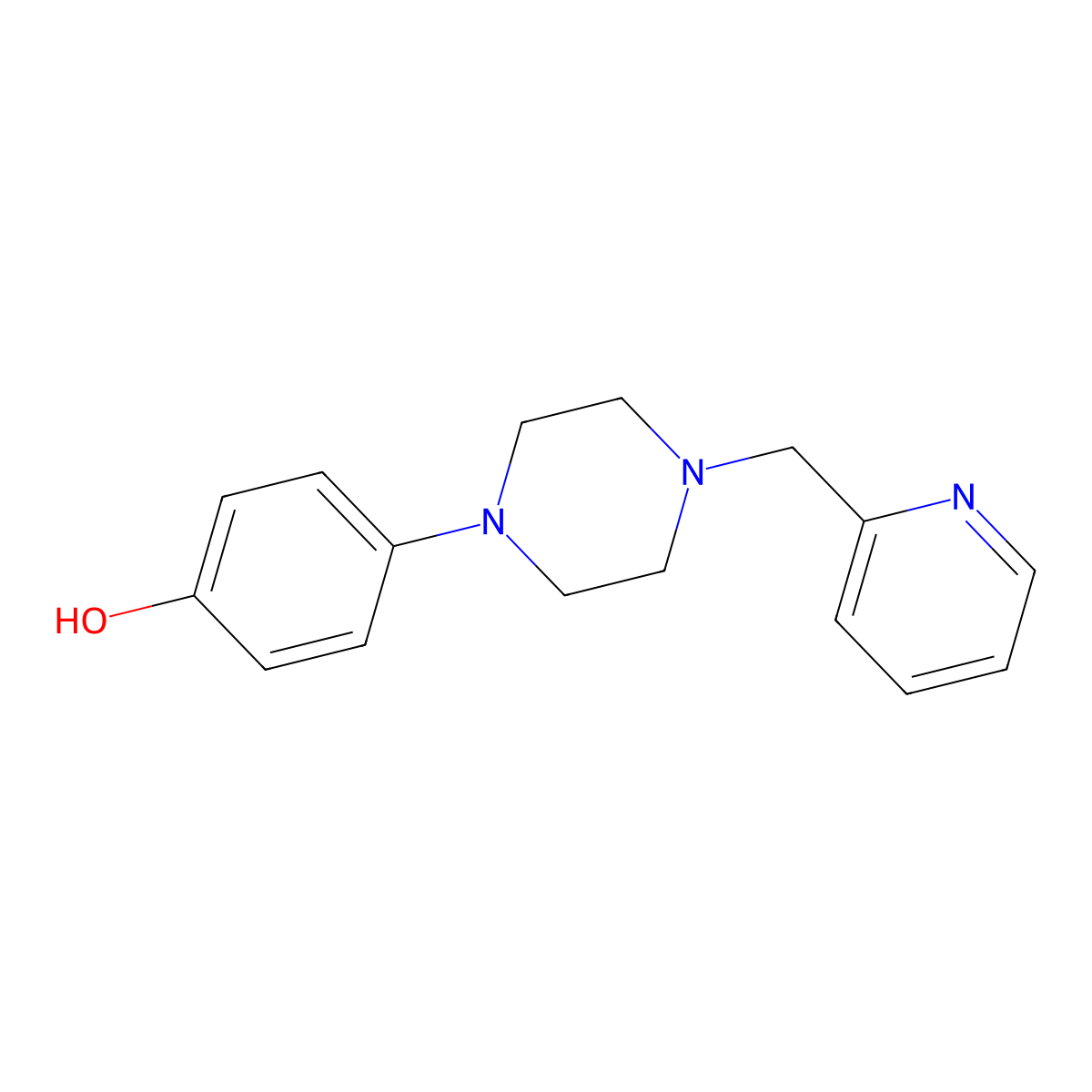4-(4-Hydroxyphenyl)-1(pyrid-2-ylmethyl)piperazine molecular structure, CAS 111921-51-8
