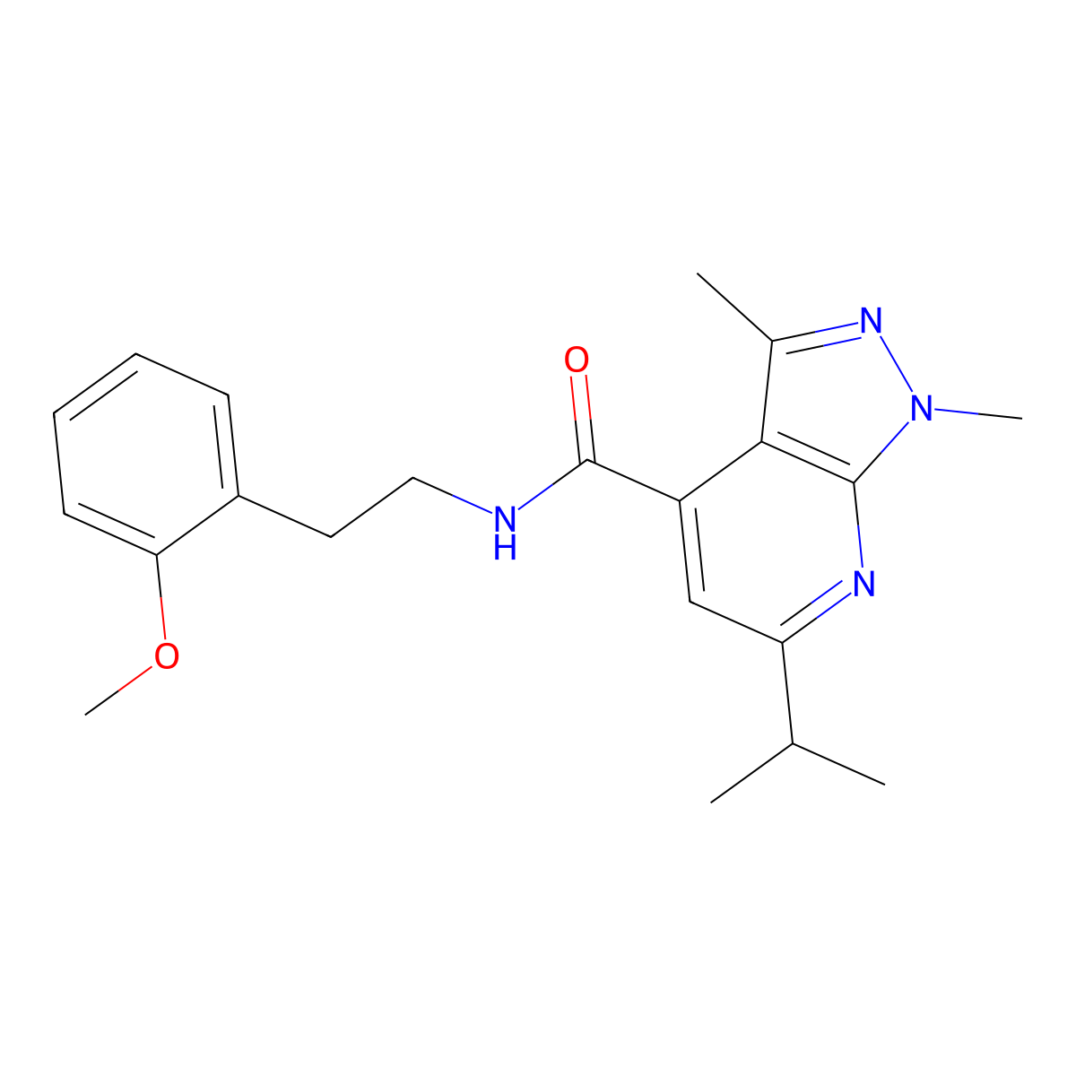 N-[2-(2-methoxyphenyl)ethyl]-1,3-dimethyl-6-(propan-2-yl)-1H-pyrazolo[3,4-b]pyridine-4-carboxamide molecular structure, CAS 1119240-17-3