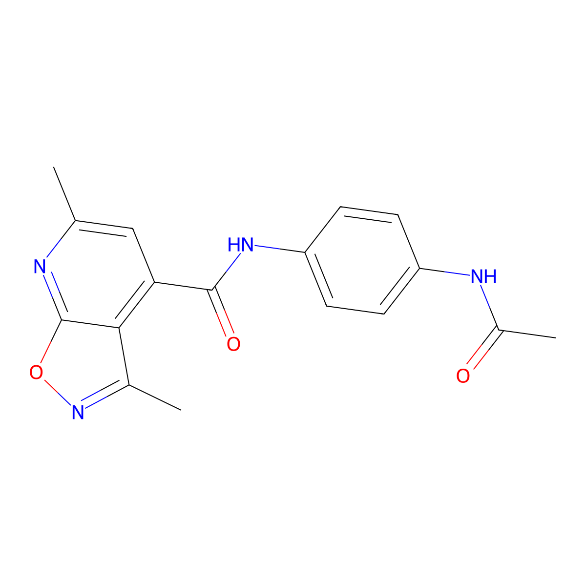 N-[4-(acetylamino)phenyl]-3,6-dimethyl[1,2]oxazolo[5,4-b]pyridine-4-carboxamide molecular structure, CAS 1119246-06-8