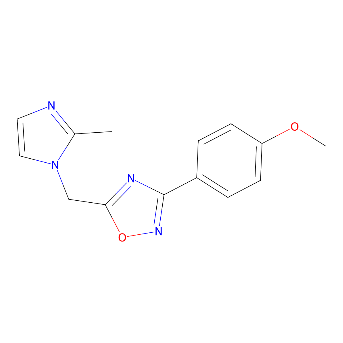3-(4-methoxyphenyl)-5-[(2-methyl-1H-imidazol-1-yl)methyl]-1,2,4-oxadiazole molecular structure, CAS 1119256-30-2