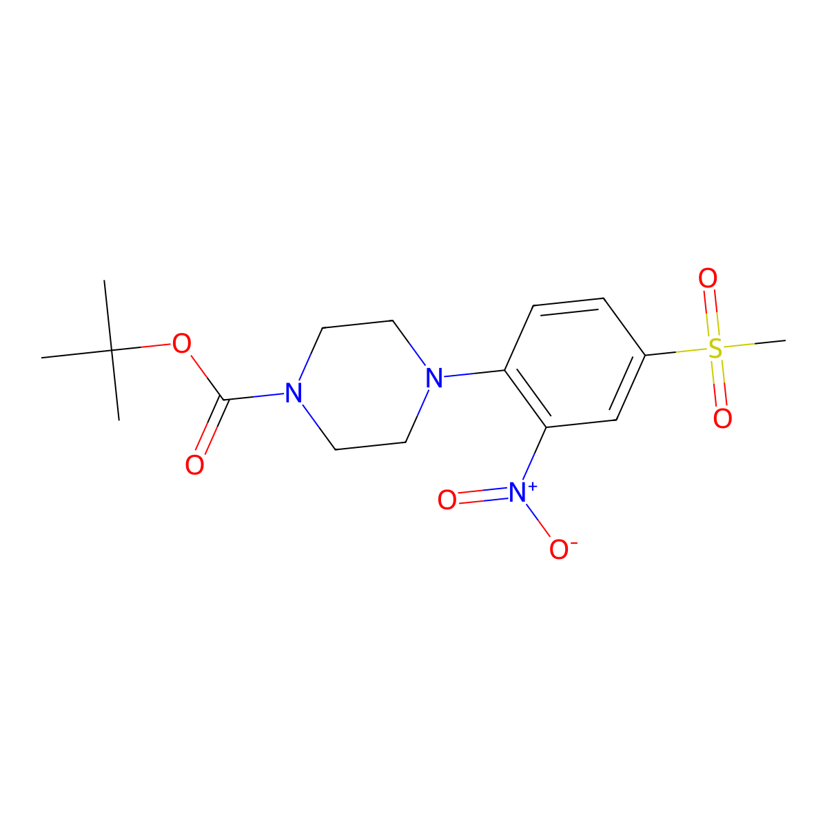 Tert-butyl 4-(4-methanesulfonyl-2-nitrophenyl)piperazine-1-carboxylate molecular structure, CAS 1119273-53-8