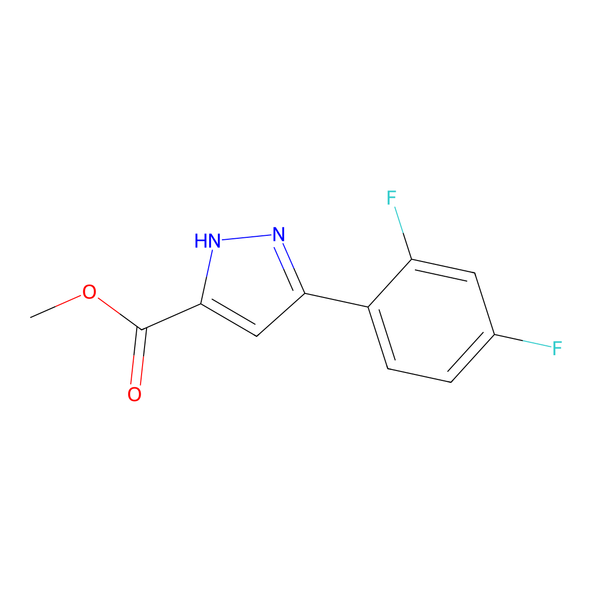 methyl 3-(2,4-difluorophenyl)-1H-pyrazole-5-carboxylate molecular structure, CAS 1119299-71-6