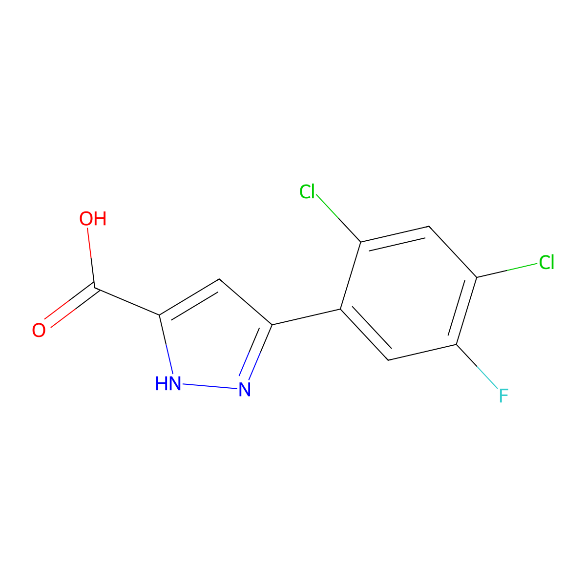 5-(2,4-Dichloro-5-fluorophenyl)-1H-pyrazole-3-carboxylic acid molecular structure, CAS 1119299-75-0