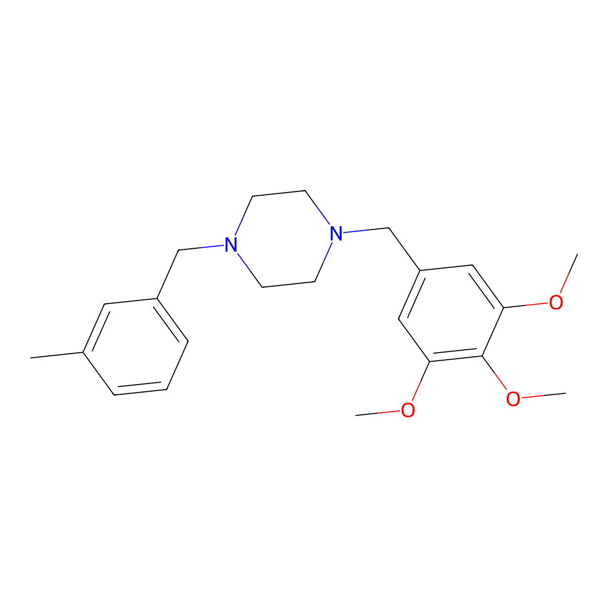 1-[(3-Methylphenyl)methyl]-4-[(3,4,5-trimethoxyphenyl)methyl]piperazine molecular structure, CAS 111936-49-3