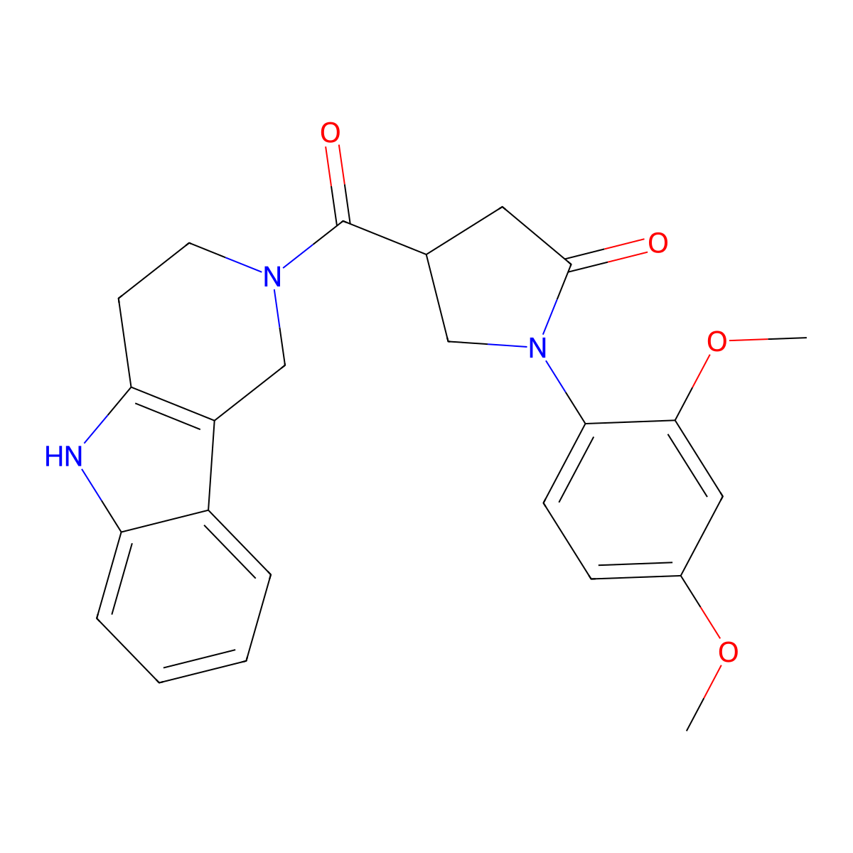 1-(2,4-dimethoxyphenyl)-4-(1,3,4,5-tetrahydro-2H-pyrido[4,3-b]indol-2-ylcarbonyl)pyrrolidin-2-one molecular structure, CAS 1119363-96-0