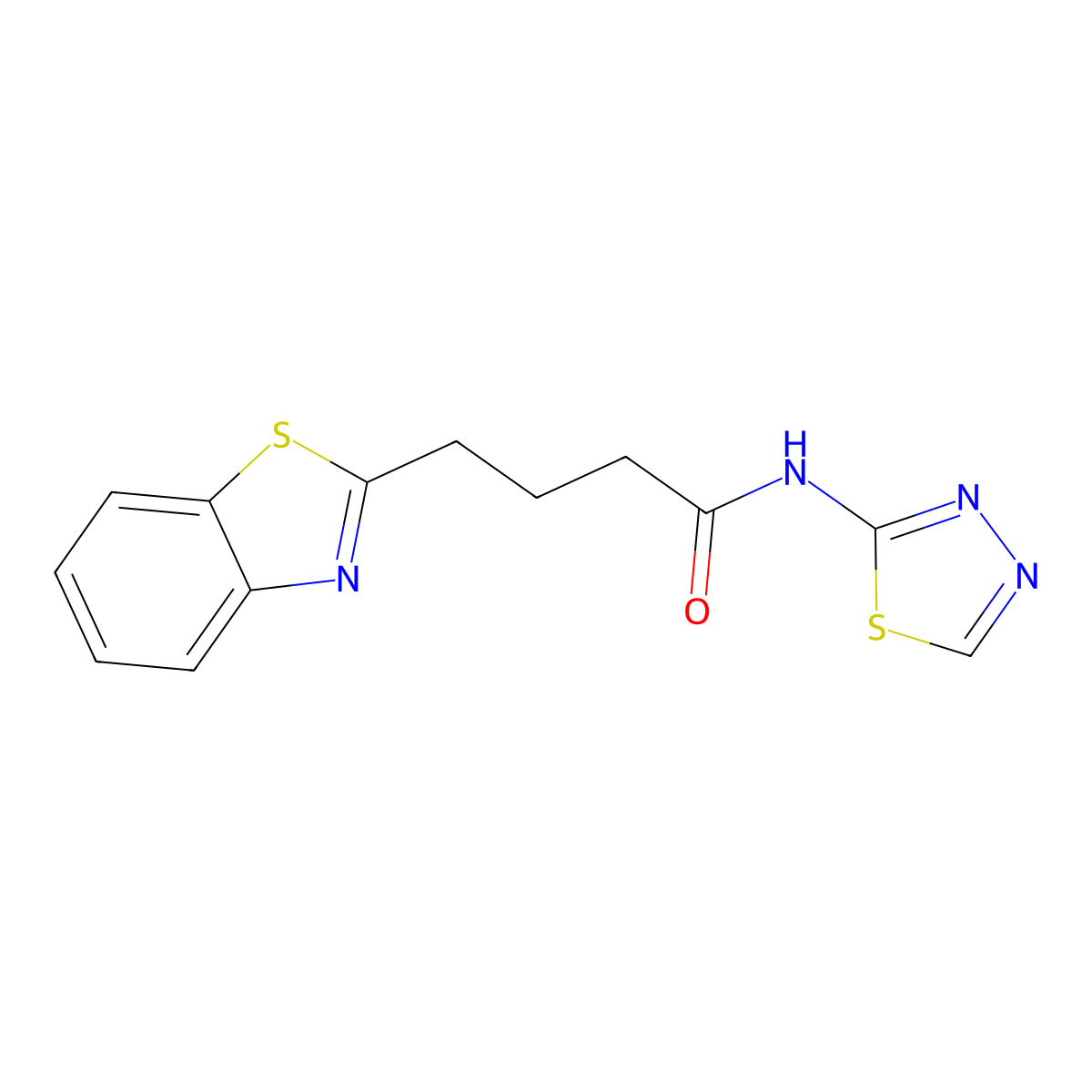 4-(1,3-benzothiazol-2-yl)-N-(1,3,4-thiadiazol-2-yl)butanamide molecular structure, CAS 1119366-70-9