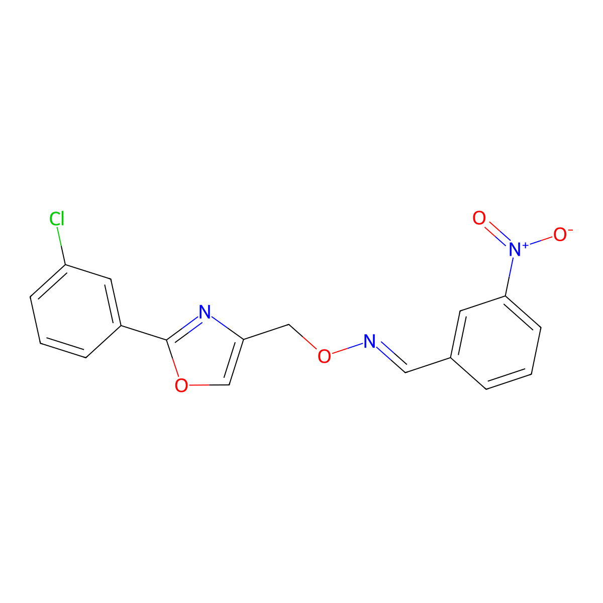 3-Nitrobenzaldehyde O-((2-(3-chlorophenyl)oxazol-4-yl)methyl) oxime molecular structure, CAS 1119372-92-7